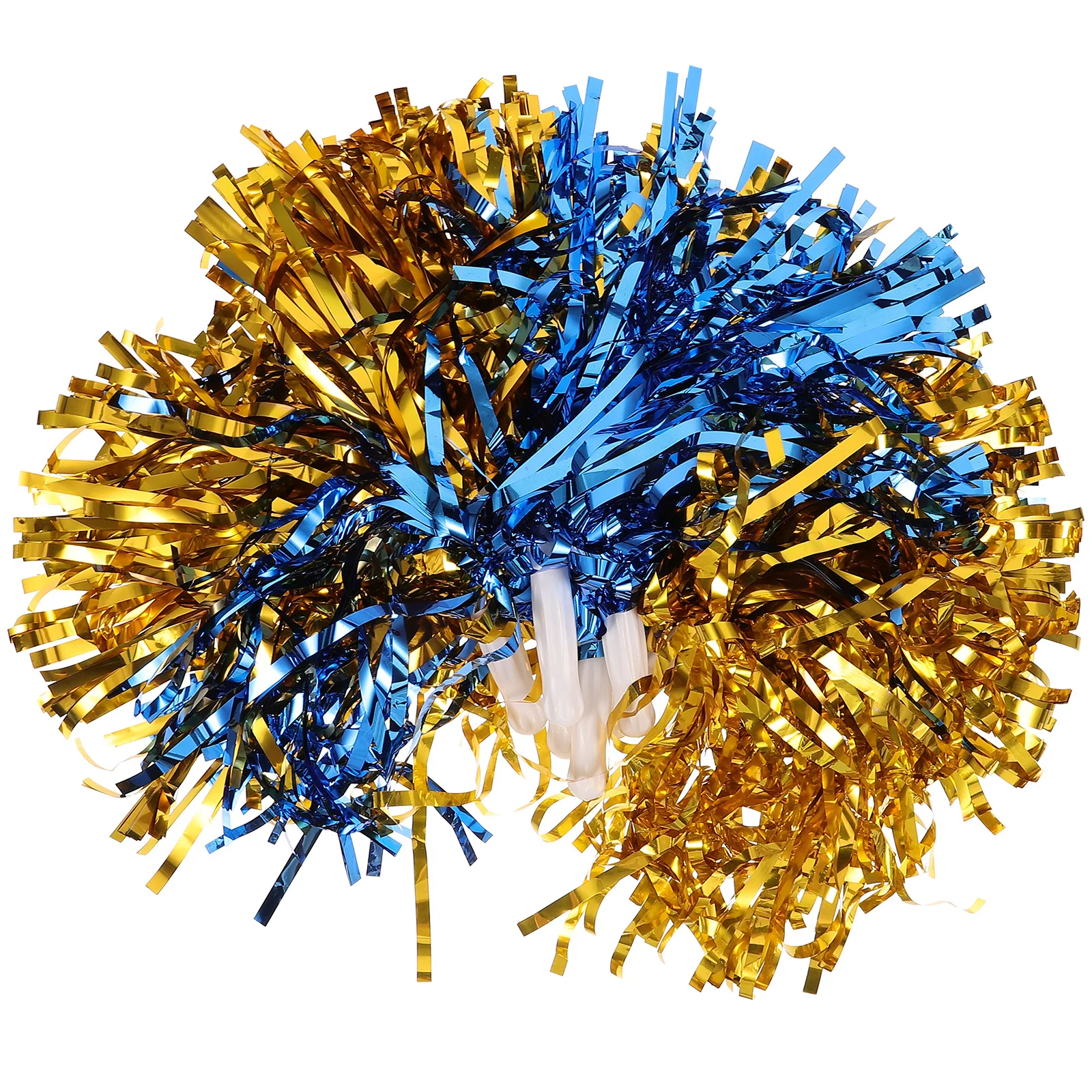 

12pcs Cheerleading Pom Poms Bright Blue Gold Compact Reusable Lightweight Performance Props Cheering Supplies
