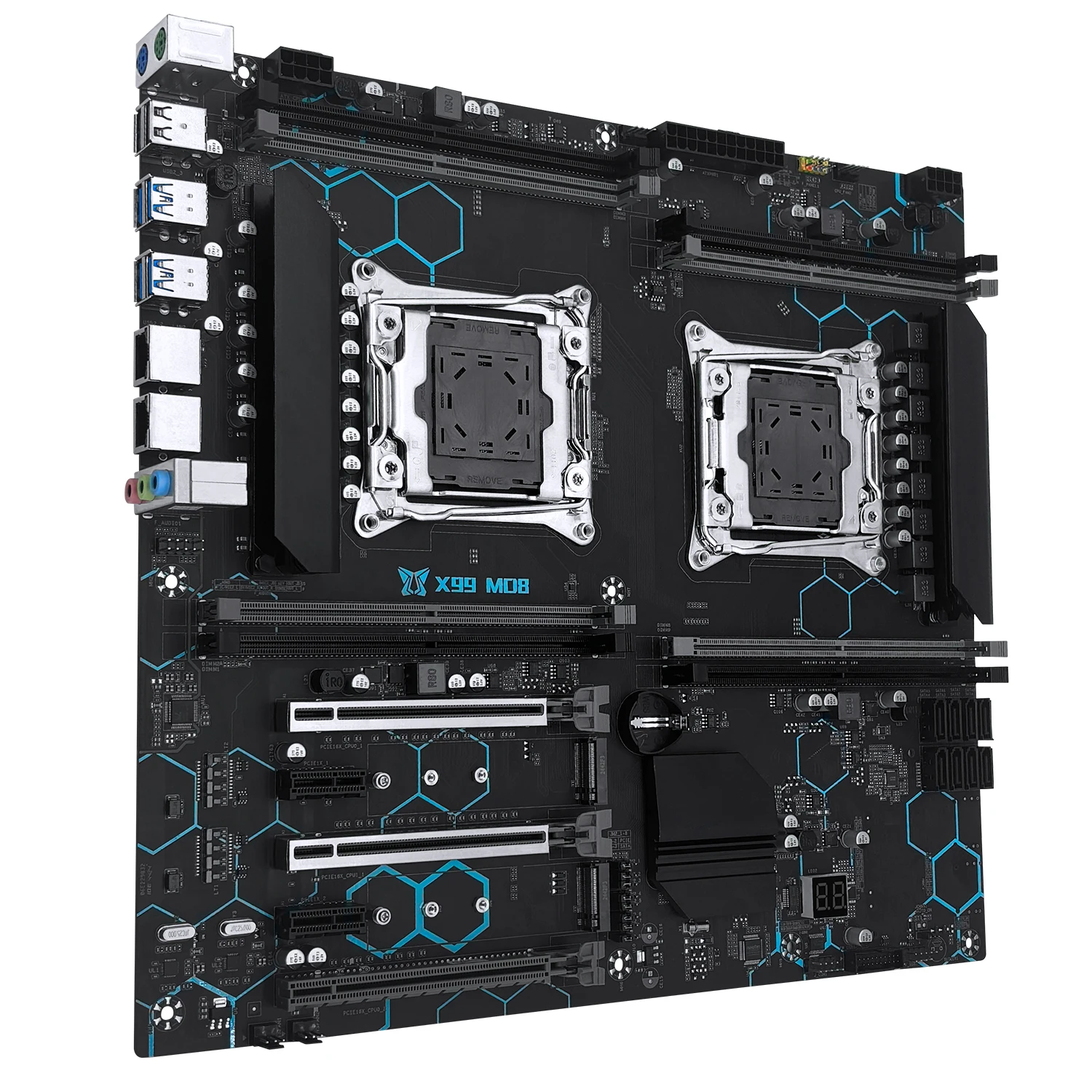 MACHINIST X99 MD8 마더보드 듀얼 CPU E-ATX 지원 Xeon LGA 2011-3 프로세서 8 DDR4 슬롯 USB3.0 SATA3 NVME M.2