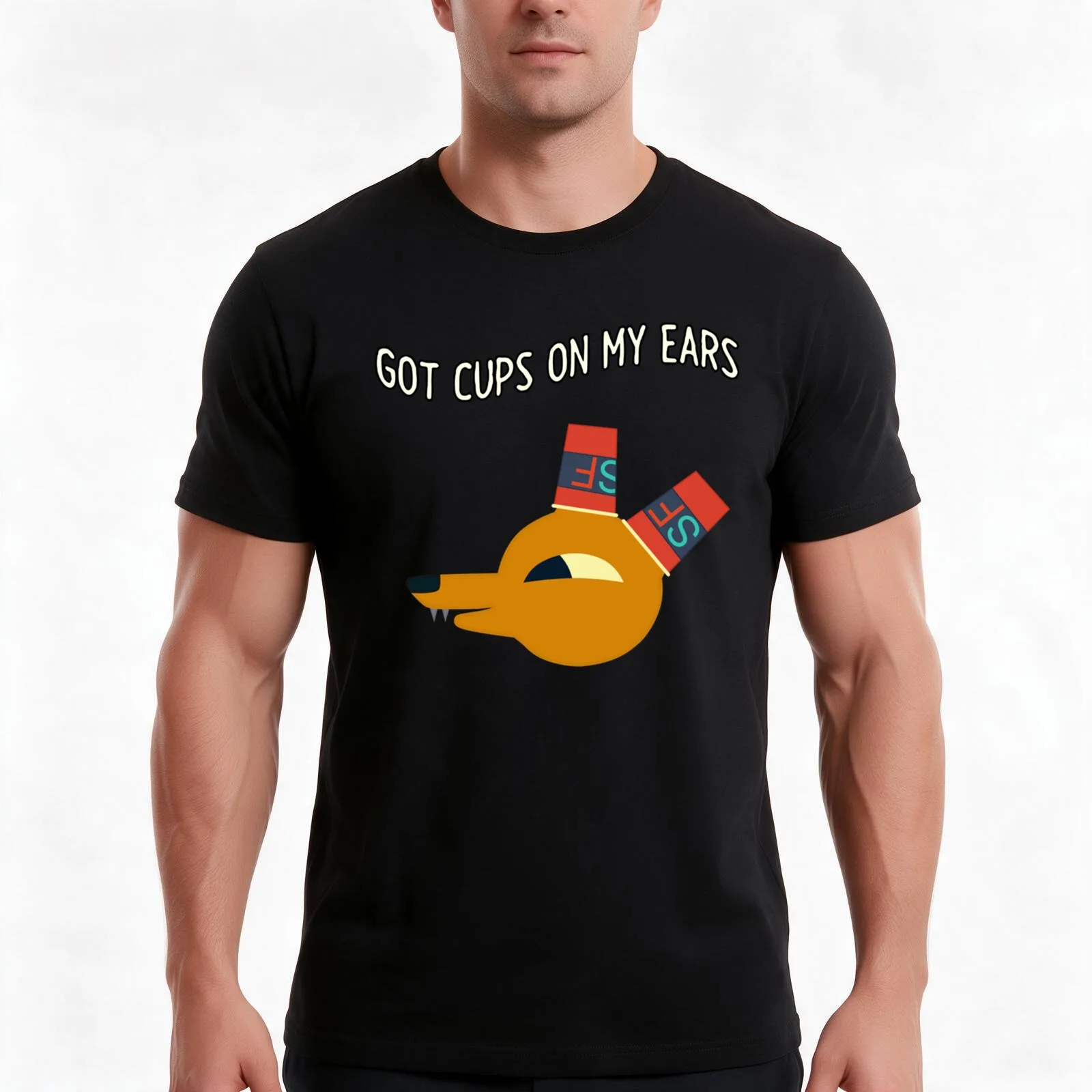 Got Cups on my ears Gregg Night in the woods T-Shirt, Summer Casual Cotton Tee, Oversized Streetwear Tops, Vintage Graphic Print