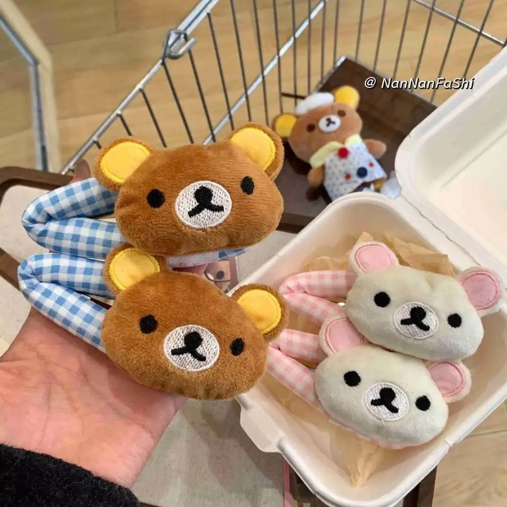 

2Pcs New Model Rilakkuma Soft Plush Fill Doll Hairpin Hair Clip for Bangs Headwear Bundle Clamp Bag Decorate Girl Birthday Gift