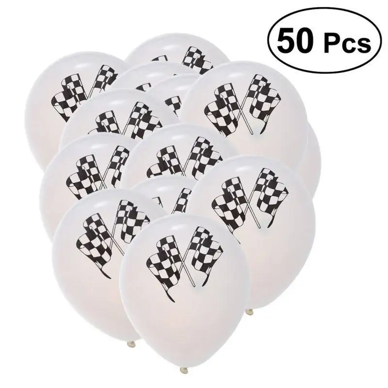 10pcs Latex Balloons Checkered Racing Flag Design Biodegradable Race Car Party Supplies Decor For Gifts Dessert Table Racing