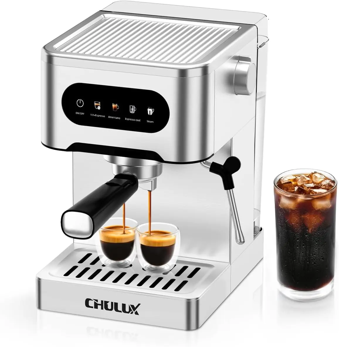 20 Bar Stainless Steel Touchscreen Espresso Machine with Cold Brew and Steam Wand