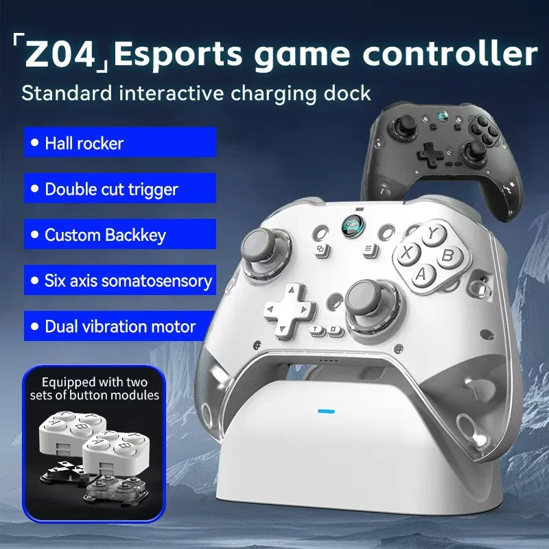 New Z04 Wireless BT Game Controller Six-axis Gyroscope Hall Joystick Gamepad for Android/IOS/PC/Switch With Charging Dock