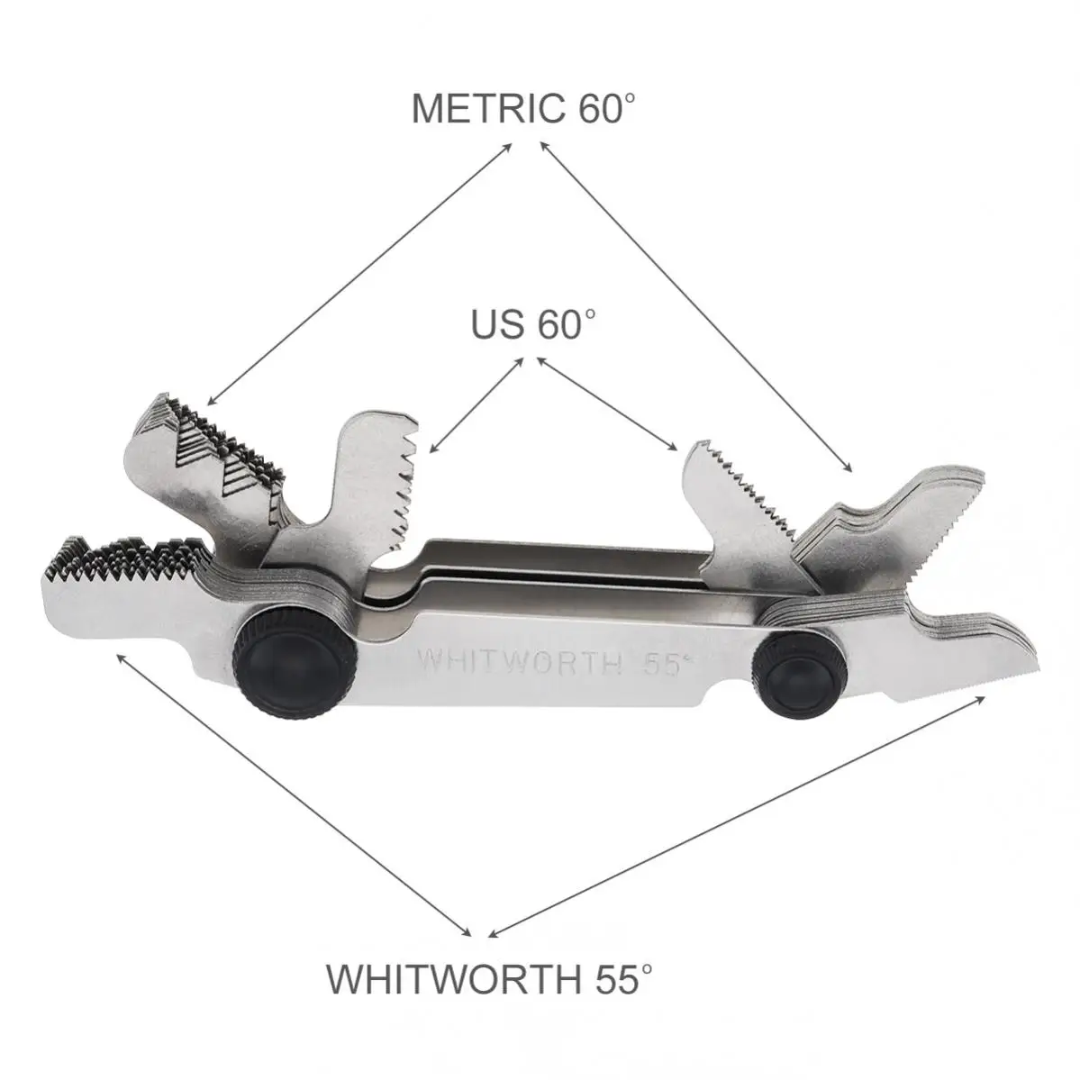 Calibrador de tornillo métrico Imperial de 58 piezas, herramienta de medición, calibre de Paso de rosca de 60 grados, SAE, Whitworth, 55 grados