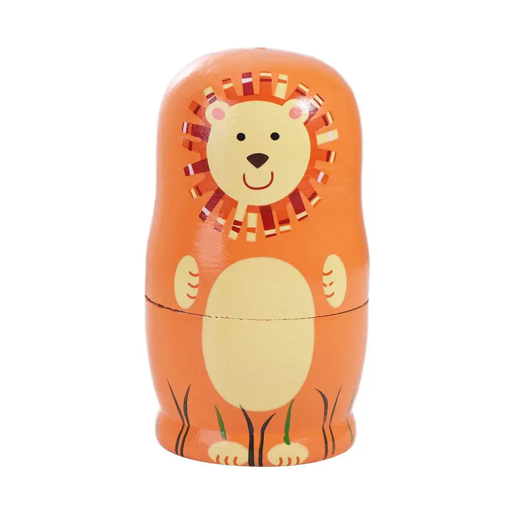 Xmas Festival Gift Wooden Nesting Handmade Decorations Matryoshka Cartoon Colorful Stacking Chidrens Gift