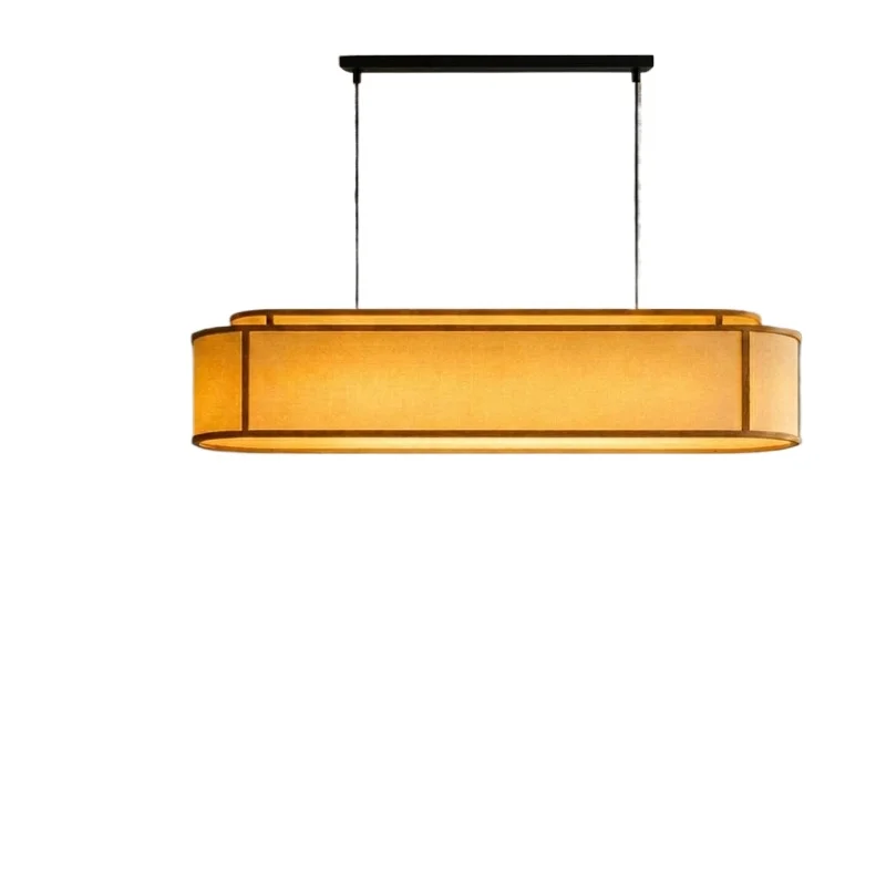 New Chinese one-word restaurant chandelier long bar counter study tea room zen retro minimalism