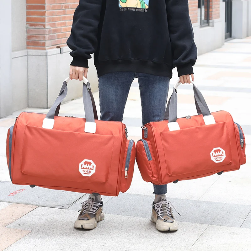 حقيبة سفر كورية الطراز للرحلات القصيرة، حقيبة أمتعة رجالية كبيرة السعة، حقيبة كتف مقاومة للماء مع مقبض قابل للطي