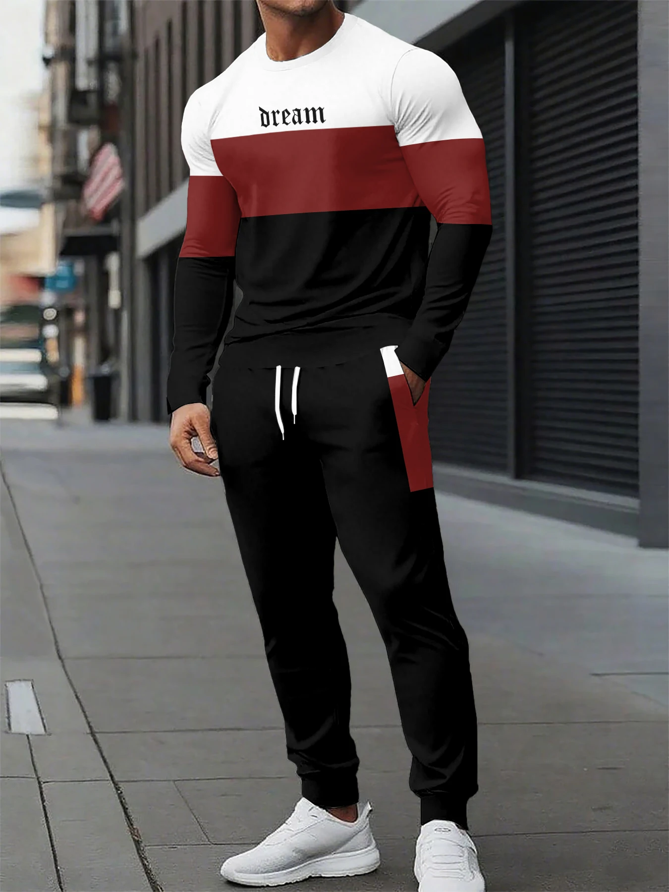 

Autumn and Winter Men Long Sleeved Sets Dream Letter Print Men Long Sleeved Tracksuit Quick Drying Men Tracksuit Two-piece Set