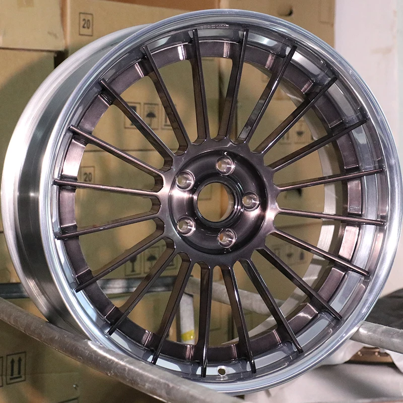 

Two-Piece Modified Forged Aluminum Wheel Hub Polished With CNC Machining Matte Black Spokes New Wheel Rim