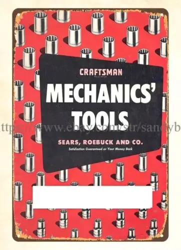 wall decal 1954 Sears Craftsman Mechanics Tools garage workshop metal tin sign sign