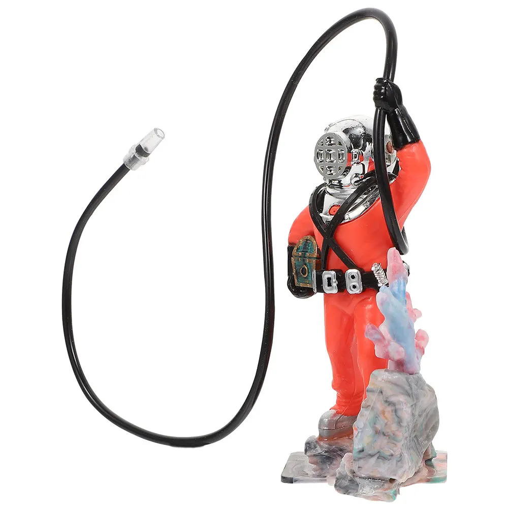 

Unique Diver Themed Aquarium Decor Functional Bubbler Lifelike Figure Safe for Fish Tanks Easy Setup Treasure Chest