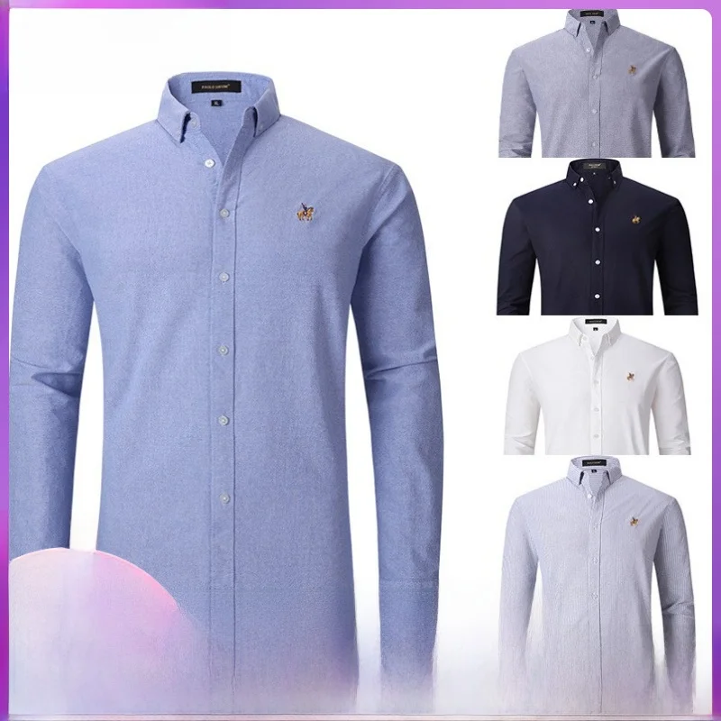 

Pure Cotton Oxford Weave Men's Shirt Long Sleeve European Size Business Casual Cross-Border Male Fashion Daily Wear