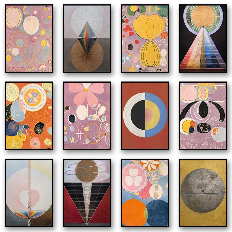 (2D canvas painting)  Hilma Af Klint Abstract Exhibition Artworks Altarpiece Posters and Prints Canvas Printing Wall Art Pict