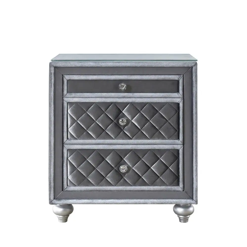 

Гламурная бархатная тафтинговая тумбочка с 3 ящиками, поднос для ювелирных изделий, ручки из искусственного хрусталя, традиционный акцентный стол для спальни