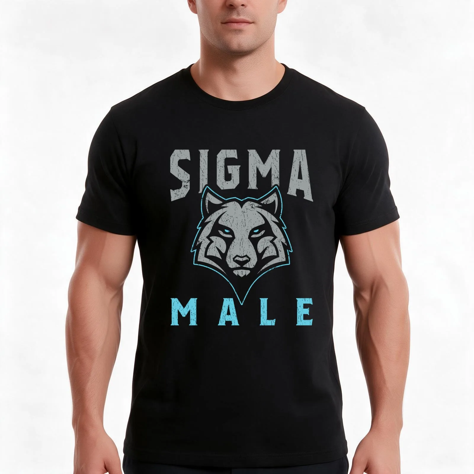 Sigma Male Wolf T-Shirt Summer Casual Cotton Tee Oversized Streetwear Tops Vintage Graphic Print Loose Fit Short Sleeve