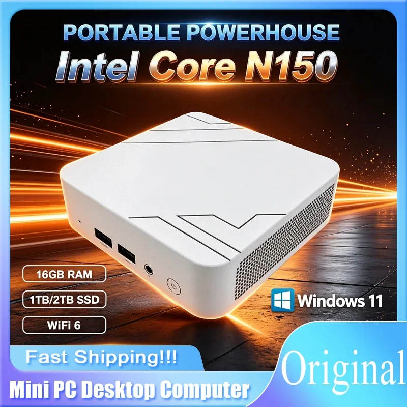 Gaming Mini PC Intel Core N150 16GB 2TB SSD WIFI6 BT5.2 High Speed Mini Desktop Computer Entertainment Office Daily Windows 11