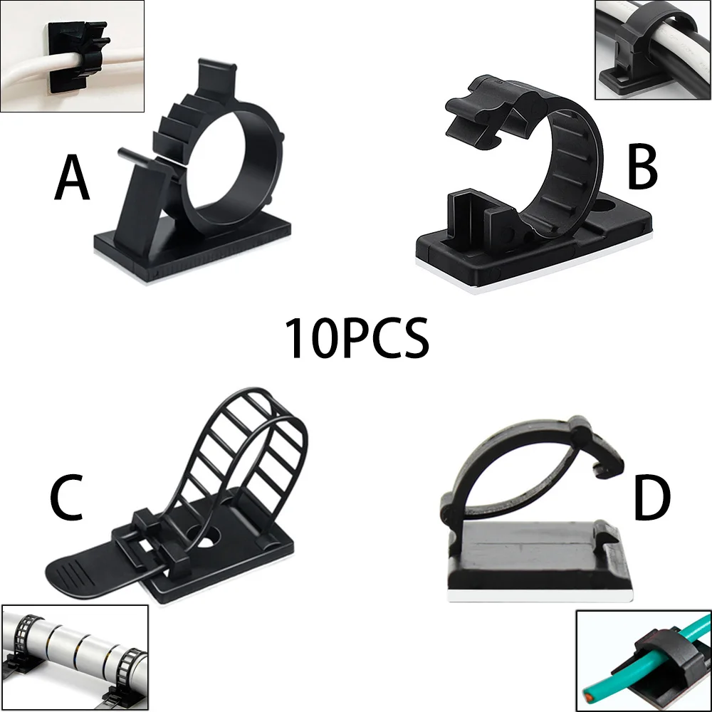 10Pcs Cable Organizer Clip Winder Desk Tidy Clips Management Wire Holder for Mouse Headphone TV Cord Accessories Clamp Ajustable