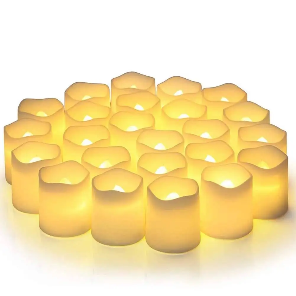 24Pcs Set Warm White Flameless LED Tea Lights Creative Wishing Candles For Halloween Christmas Party Home Decor Supplies