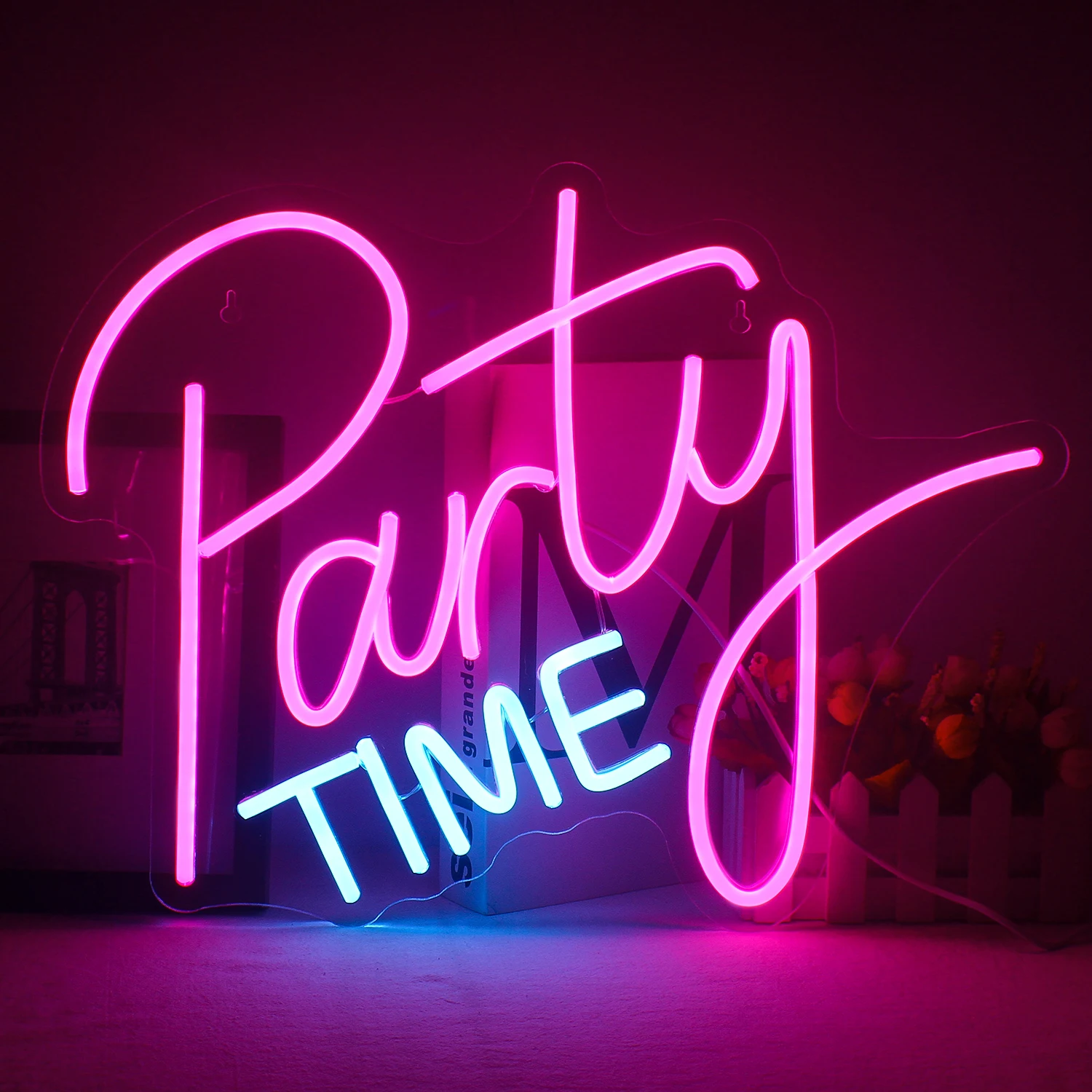 

Party Time Neon Sign Led Light Up Sign USB Powered Home Room Decor For Party Bar Birthday Festival Pink Art Wall Decor