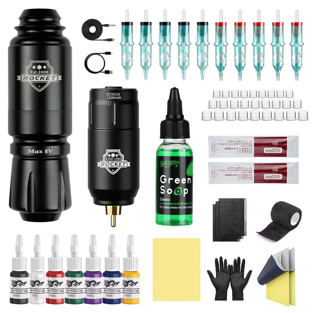 

Tattoo Pen Kit - Wireless Tattoo Machine Kit, Tattoo Gun Kit with Tattoo Power Supply, Complete Tattoo Kit Supplies for Beginner