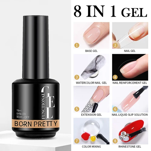 Imagen 2 del producto BORN PRETTY 8 en 1 extensión de esmalte de Gel UV en una botella, Base de goma de Gel para uñas, pegamento fuerte para uñas postizas de 15ml