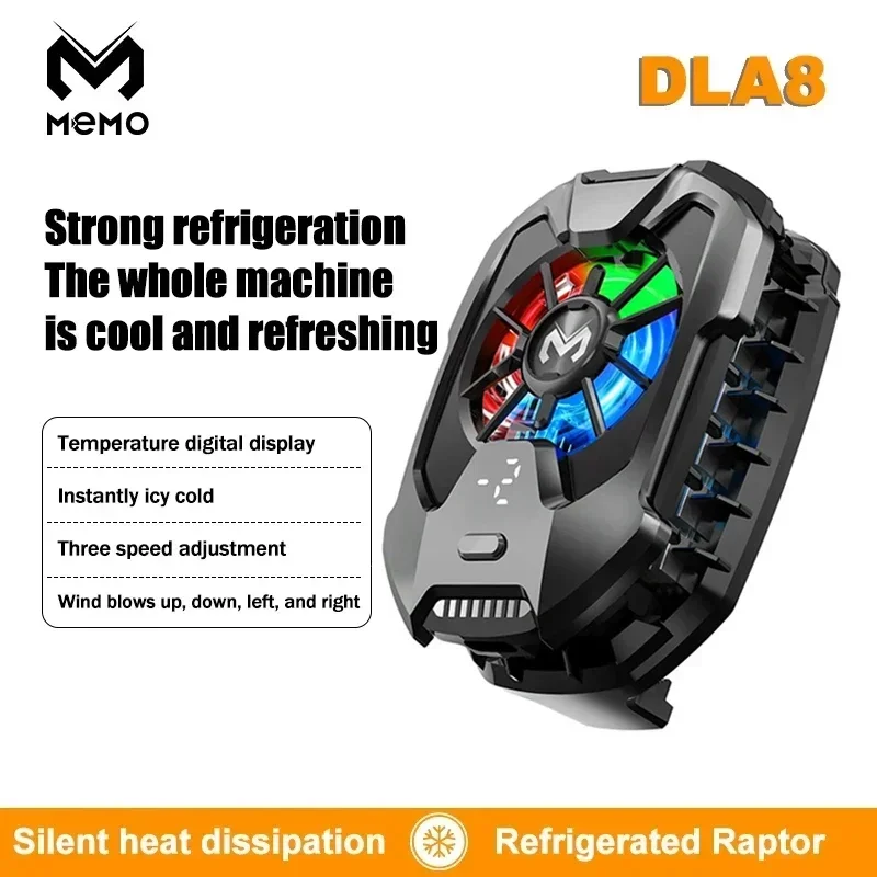 

2024 MEMO DLA8 Mobile Phone Cooler Semiconductor Fast Cooling Fan Radiator for IOS Android PUBG Back Clip Type-C Cool Heat Sink