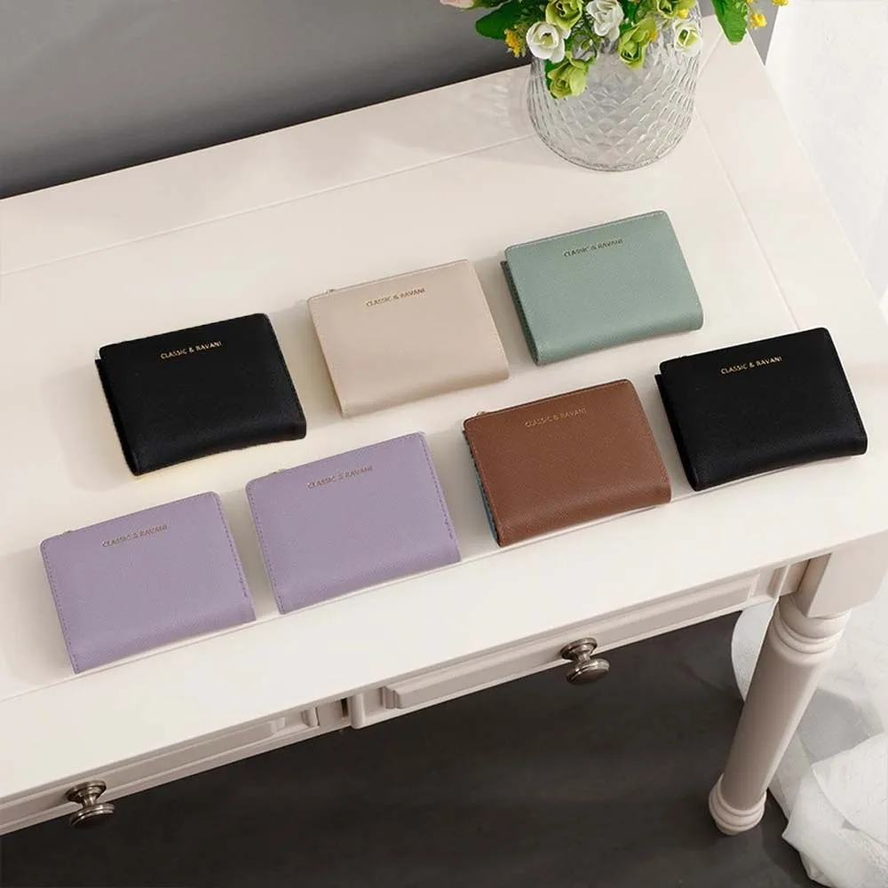 Ins Fashion PU Leather PU Coin Purse Coin Pouch Card Pocket Card Holders Clutch Mini Zipper Short Wallet Female