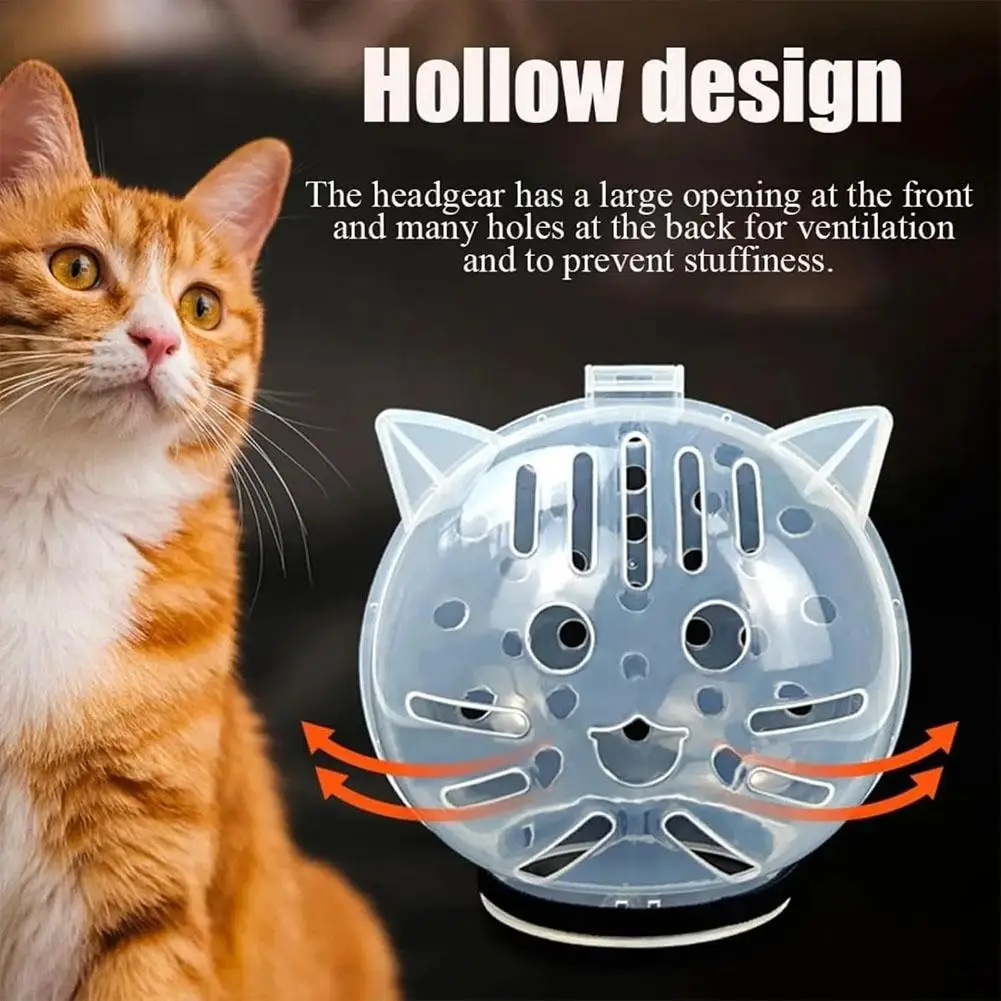 Transparenter Katzen-Schutzhaube, Anti-Biss, atmungsaktiv, Katzen-Pflegehelm, Maulkorb für Nageltrimmen, Baden und Pflege – Detail 4