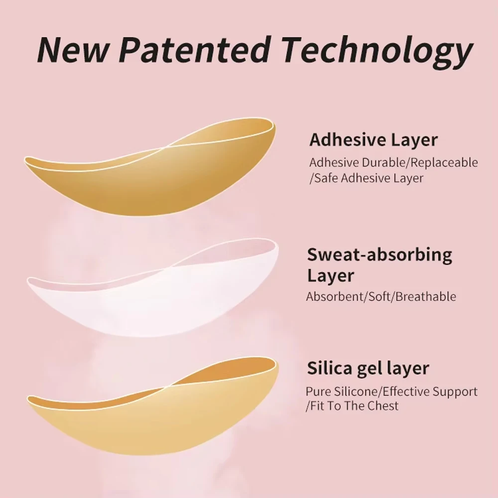Cleavage Lift Silicone Stick-on Bra Replaceable Adhesive Sticky Bra Push Up Invisible Strapless Backless Underwear