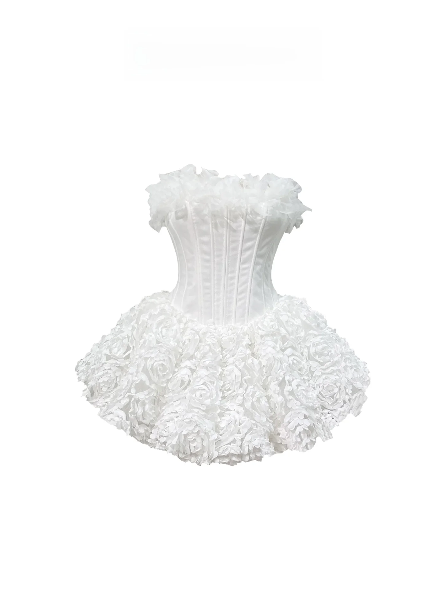 Ele Heavy Embroidery Bustier Dr Women's A-Line Skirt Sle Svel ort Dr One-oulder Puffy Skirt for Par