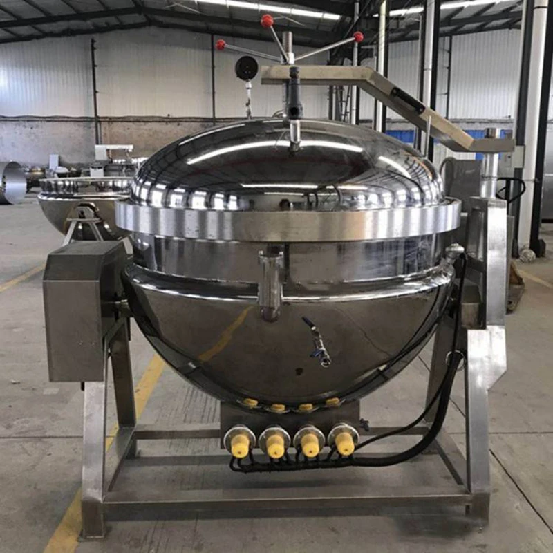 Industrial Double Layer Jacketed Kettle Tilting High Pressure Fast Heating Energy Saving for Meat Food Jam Processing Custom