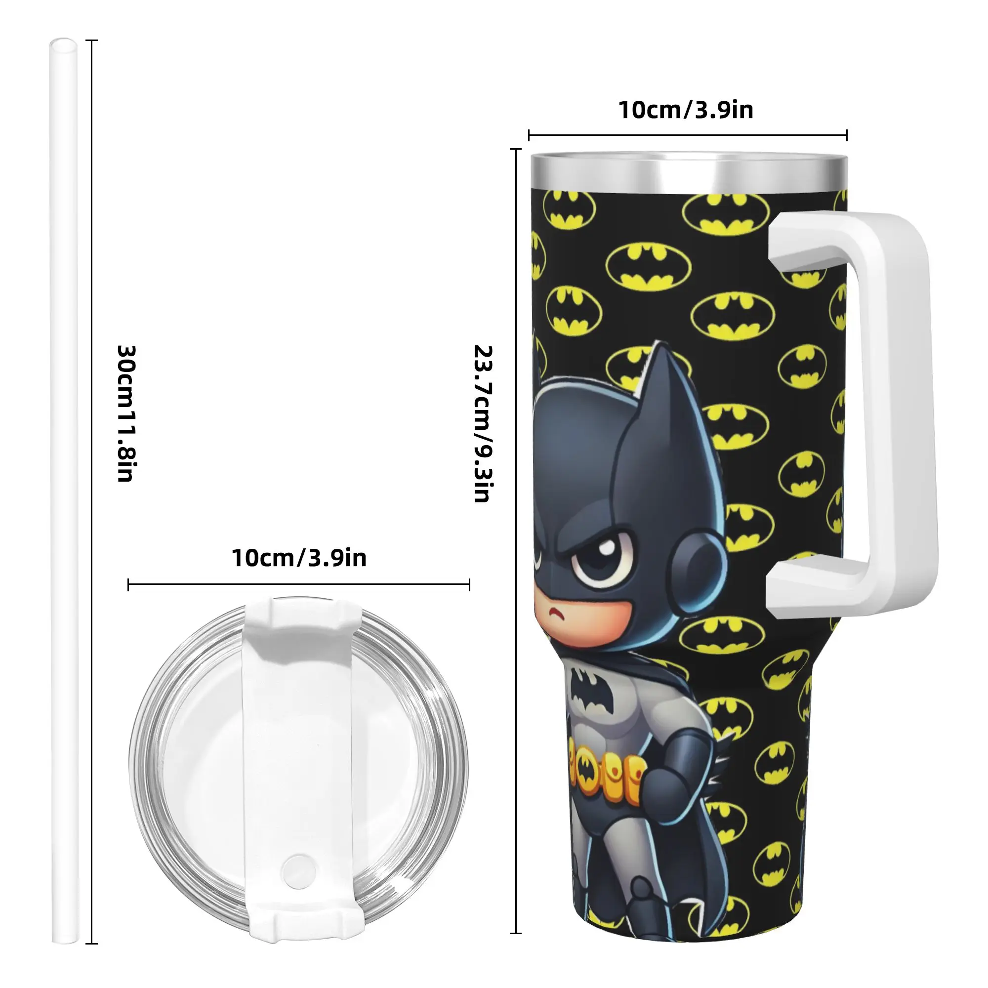 Stainless Steel Tumbler B-Batmans Cartoon Car Mugs With Straws 3D Print Beach Hot Drinks Water Bottle Keep Heat Large Coffee Mug view 4