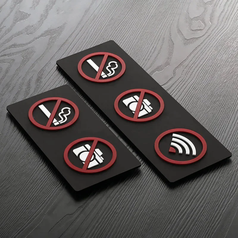 10cm Warning Sign WIFI Sign No Smoking Logo No Trespassing Warning Plaque Video Surveillance Public Shope Signage