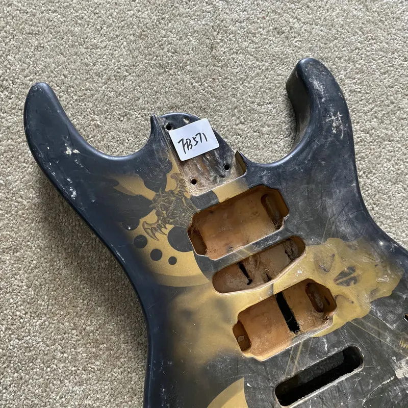 FB571 Unfinished Electric Guitar Body Custom Order HSH Pickups Black Color Solid Wood DIY Replace Guitar Parts Damages