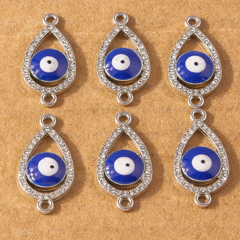 10pcs Chic Crystal Turkey Lucky Evil Eye Charms Pendants for Making Earrings Necklace Bracelet DIY Jewelry Accessories Supplies