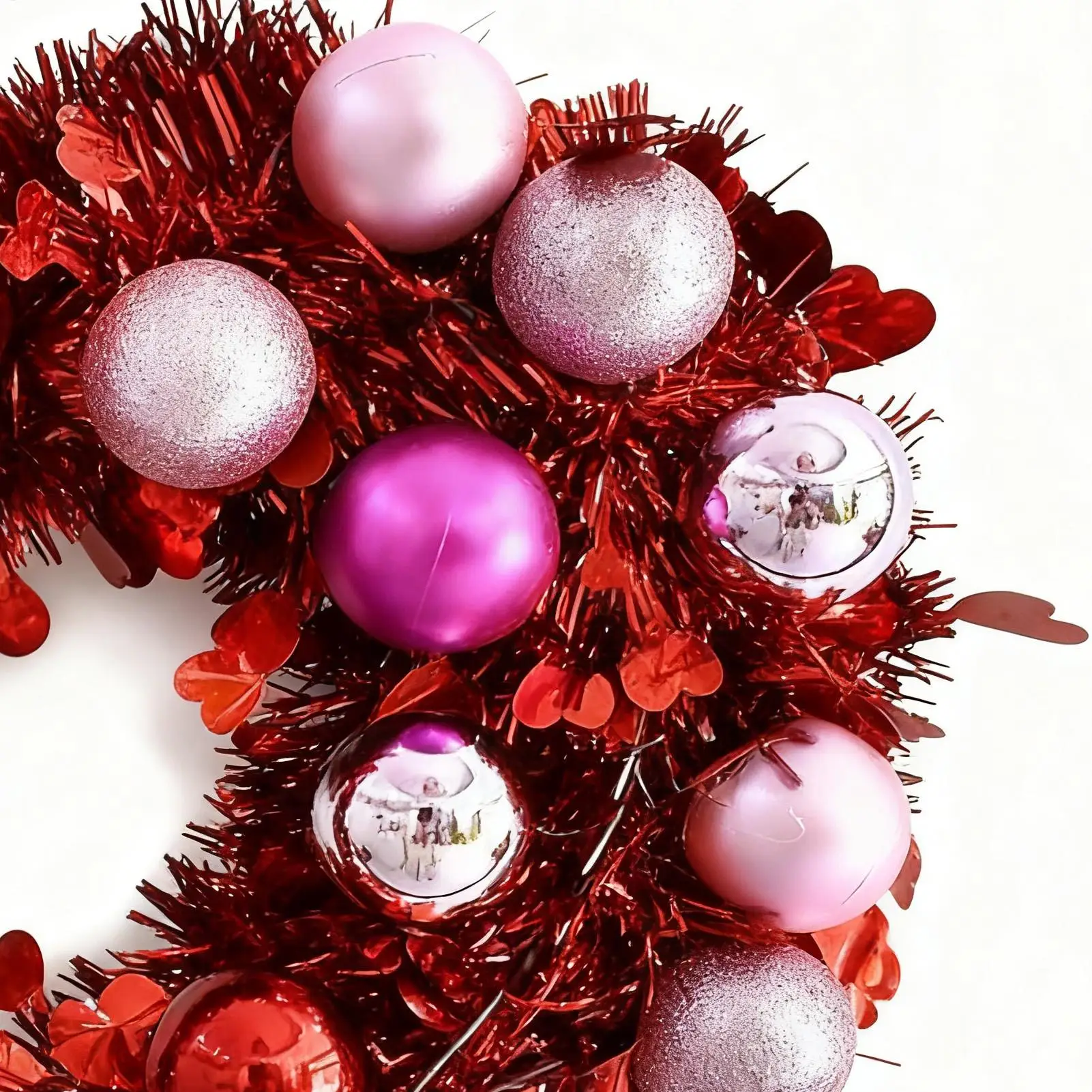 

Венок на день Святого Валентина, блестящая вешалка, орнамент 12,2x14,2 дюйма, декор для двери на день Святого Валентина для свадебного торжества, сбор арки, гирлянда, лестница