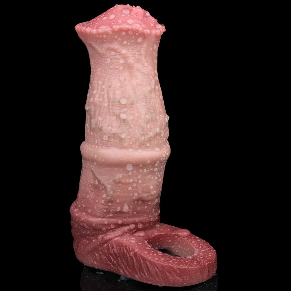 FAAK-funda para pene de caballo de fantasía de silicona, potenciador reutilizable masculino, condón, consolador hueco, extensor de pene, bomba para hombres, juguete sexual para adultos