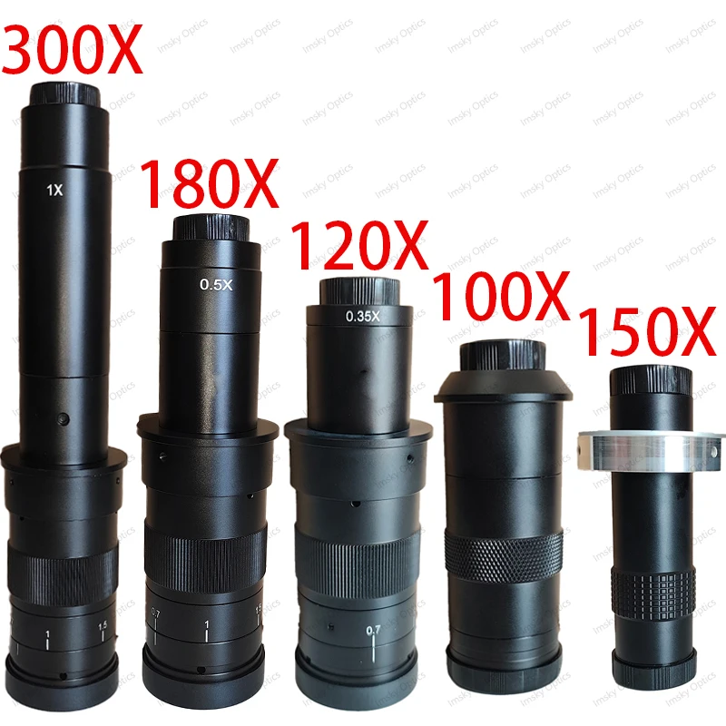 Magnification Adjustable 100X 120X 180X 150X 300XX Zoom C Mount Lens 0.7X~4.5X For HDMI USB Industry Video Microscope Camera
