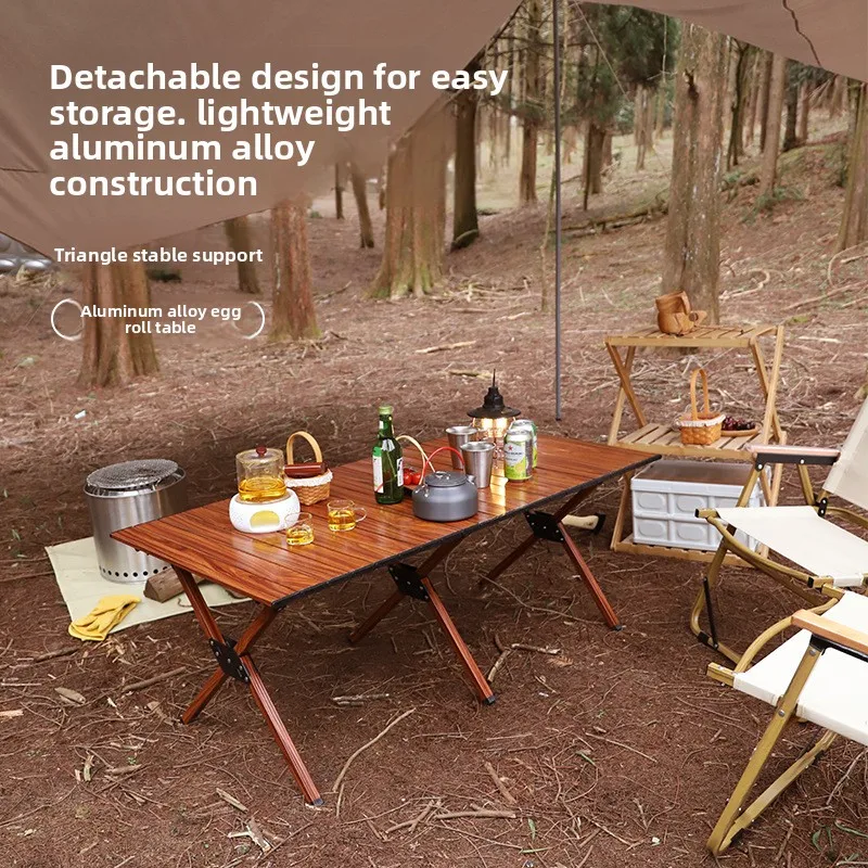 

Exquisite Outdoor Portable Aluminum Alloy Rectangular Roll Table Camping Barbecue Self-driving Beach Leisure Folding Table