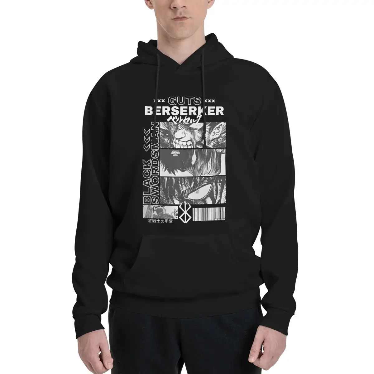 Berserk Japan Anmie Manga Hoodie For Men Women Pullover Long Sleeve Sweatshirts Drawstring Hooded Shirt with Kanga Pocket