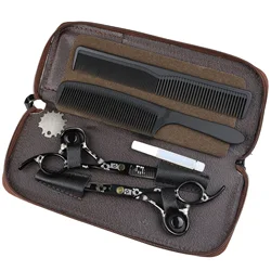 Black cherry blossom hair scissors 5.5 inch 9cr18 steel barber cutting scissors and thinning scissors