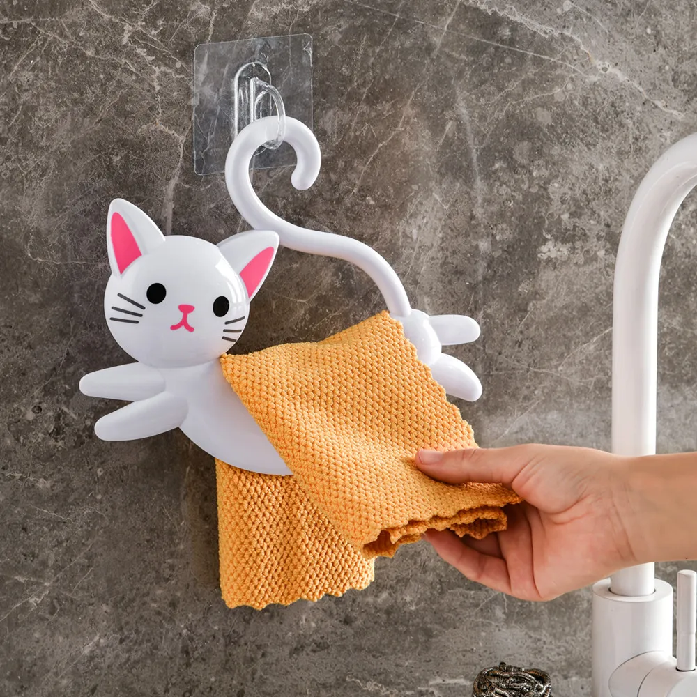 1pcs Hanging towel rack, bathroom no punching hanging rod ring, cute cartoon bathroom wash towel for children and babies