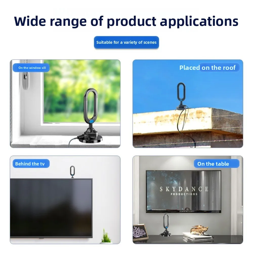 هوائي تلفزيون DTMB داخلي لجميع التلفزيونات الذكية لفترة طويلة المدى والرقمية عالية الدقة مع إشارة مكبر للصوت للقنوات المحلية يدعم 4K 1080P