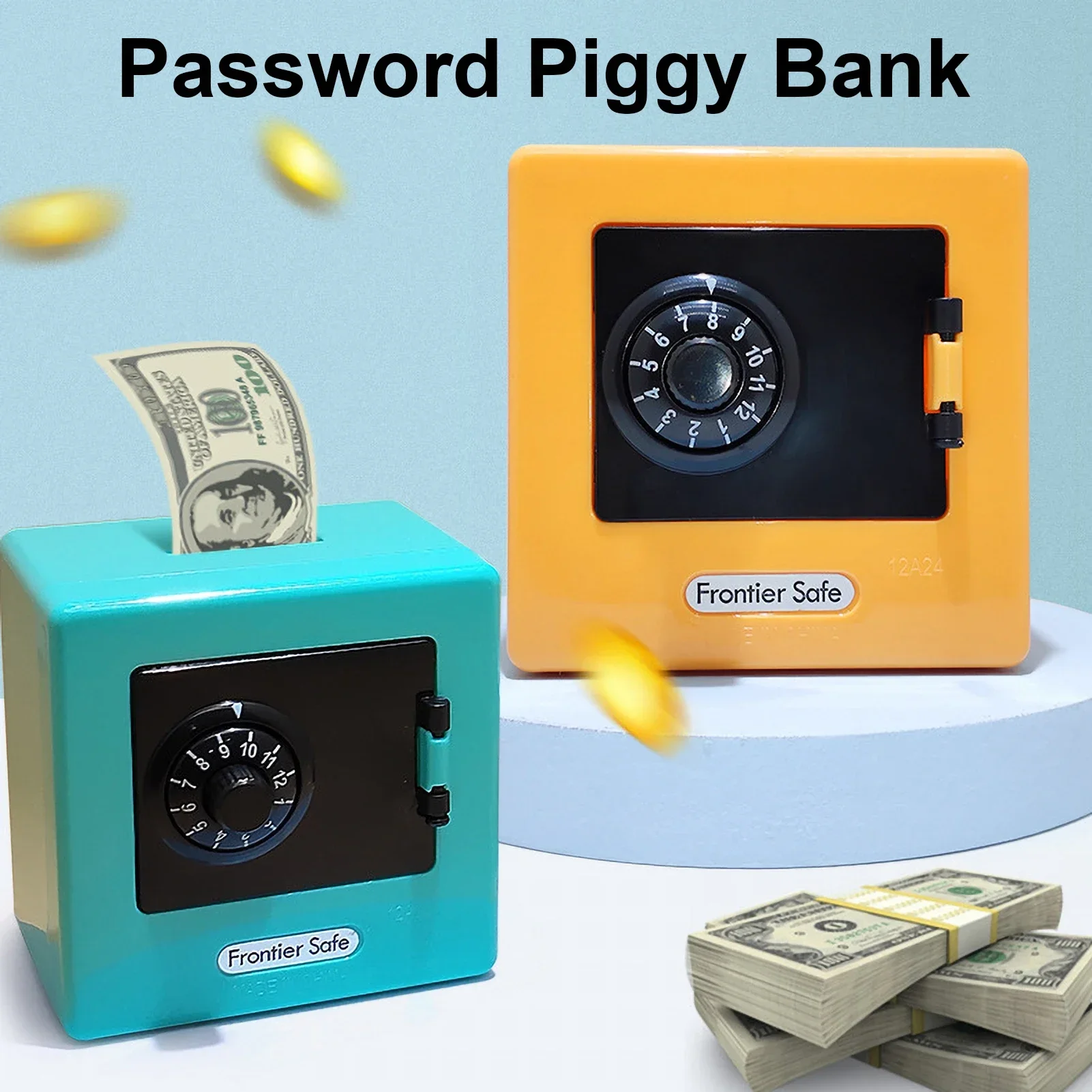 Mini Bank Money Box Retro Atm Password Rotating Cash Coins Saving Box Bank Safe Box Christmas Gift Automatic Deposit Banknote