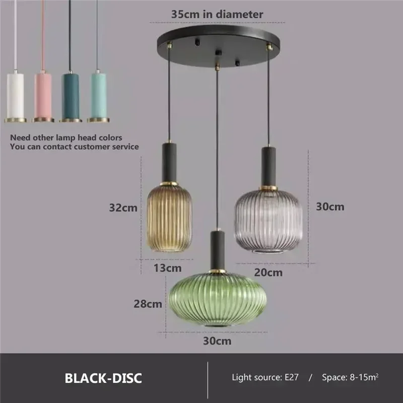 Retro Restaurant Colorfull Glass Pendant Lights Creative Living Room Lamp Simple Bedside Lamp LED E27 Hanging Loft Lighting