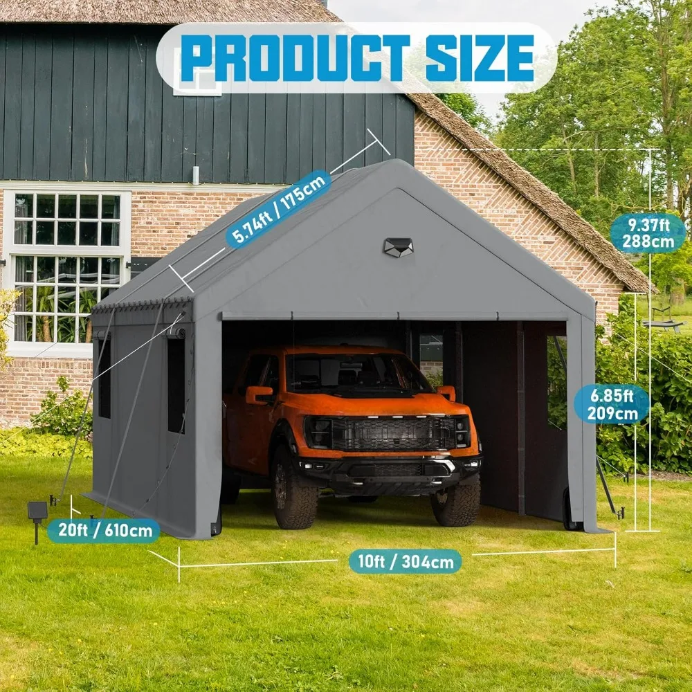 Carports 10x20 Heavy Duty, Carport Canopy, Portable Car Port Garage, Car Shelter All Weather, Grey