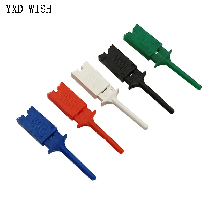 24pcs Mini Single Test Hook SMD IC 6 Colors Clip Grabbers Test Probe DIY Electronic Testing Grabber Crocodile Hook Test Clip