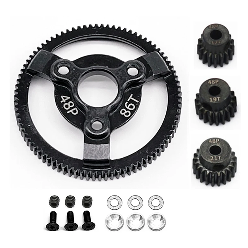 Hardened Black Steel Spur  72T 76T 83T 86T 90T Gear with Pinion Gear 48P for Traxxas Slash 2WD Bandit Rustler Stampede Drag Slas