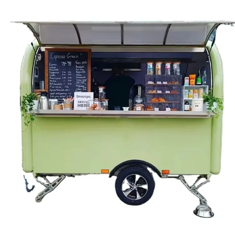 Square Food Trailer Mobile Square Food Truck Space Saving Multi-Cooking Zone for Urban Street Vendor Market Event Customized