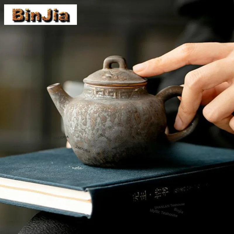 

Wabi-sabi Style Teapot Boutique Tea Infuser Pot Household Tea Making Kettle With Ball Hole Dahongpao Tea Services Gift Ornaments